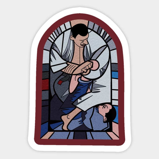 Stained glass window Jiu Jitsu Foot Lock- Cool Martial Arts Design Sticker by IceTees